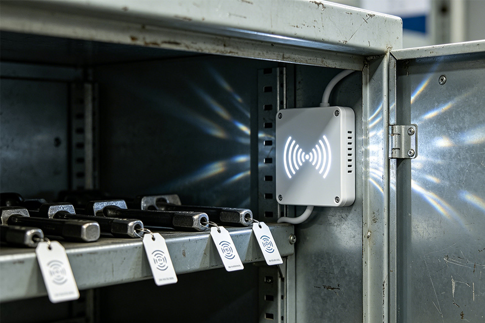 How to Make an RFID Reader Module Work Reliably in Real Industrial Environments 1 RFID antenna installation inside a metal cabinet showing real-world RF coverage and interference challenges.