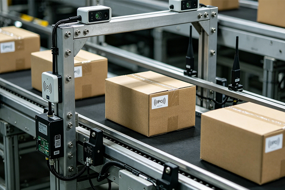 How OEM Manufacturers Use RFID Reader Modules in Warehouse Automation 1 Industrial conveyor system using embedded RFID reader modules for automatic carton and inventory tracking.