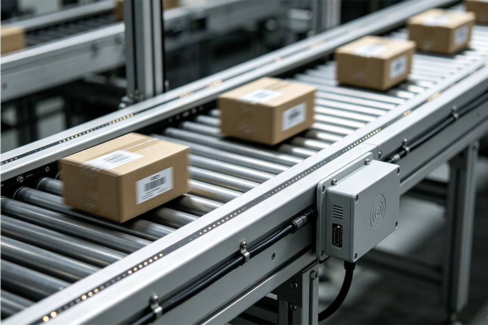 RFID Reader Module for Production Line Tracking: Why More Factories Are Embedding RFID Into Manufacturing Equipment 1 Embedded RFID reader module installed inside industrial conveyor equipment for manufacturing product tracking.