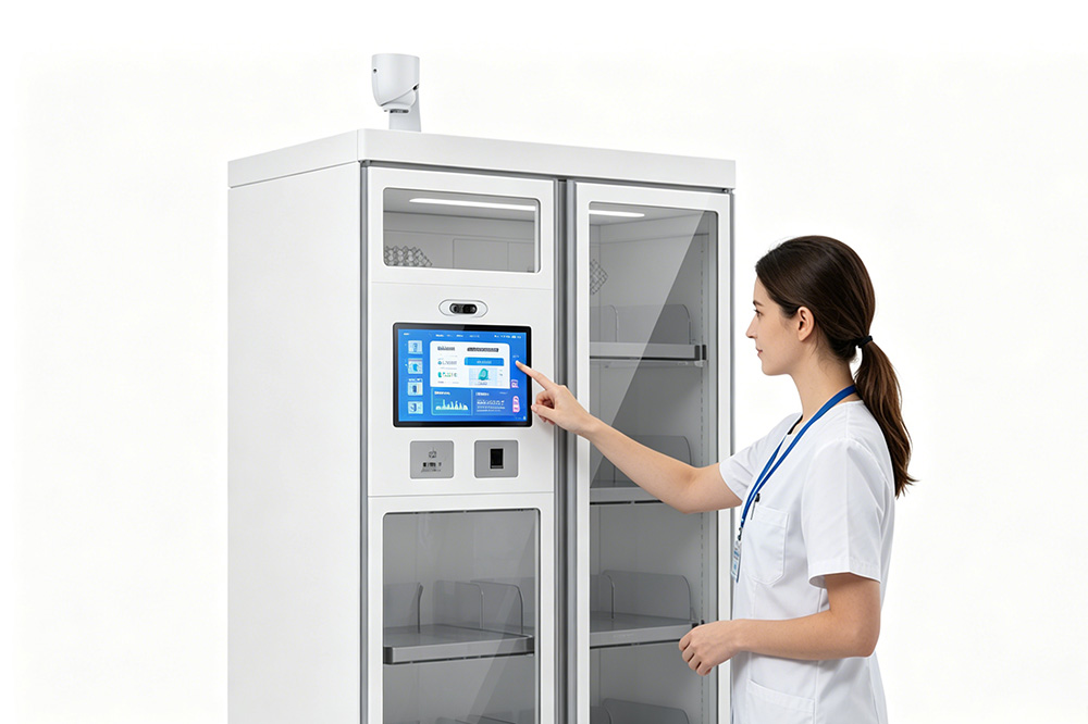 Hospital staff monitoring RFID medical asset tracking and healthcare inventory management system.