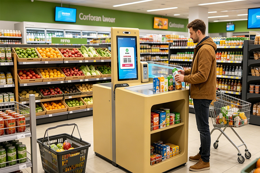 How Is RFID Used in Retail? What Stores Are Actually Using It For 2 RFID self checkout system in a retail store