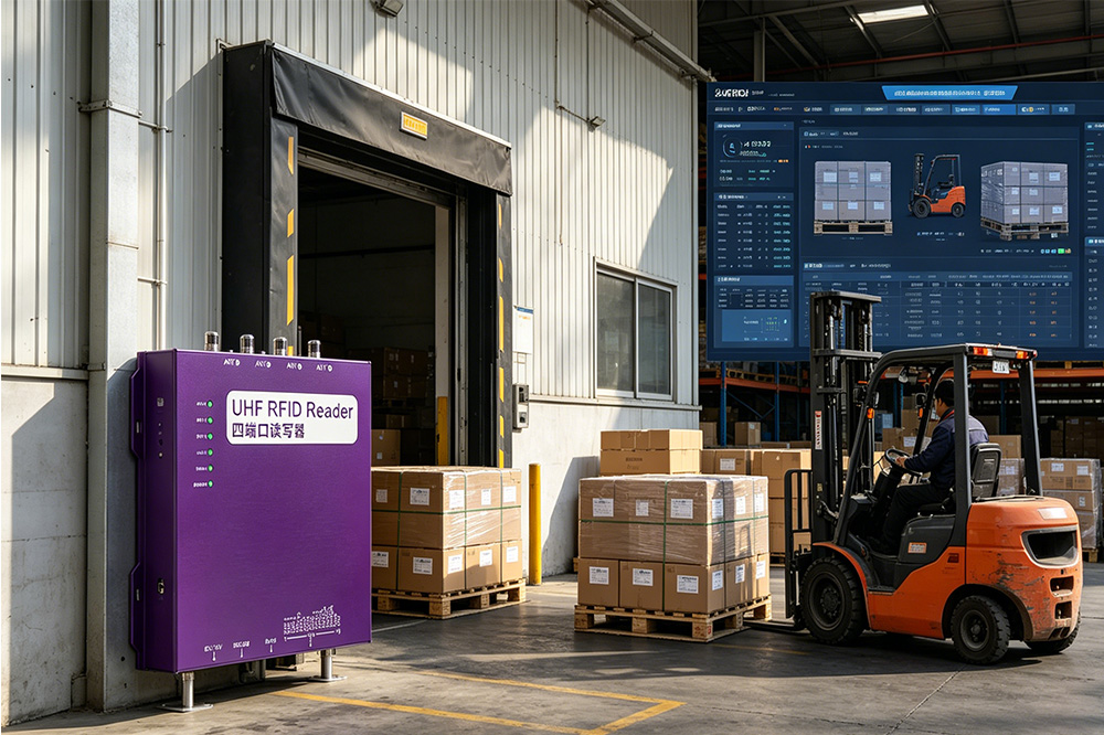 How Are RFID Systems Used in Inventory Control? 1 RFID readers automatically tracking pallets in a warehouse