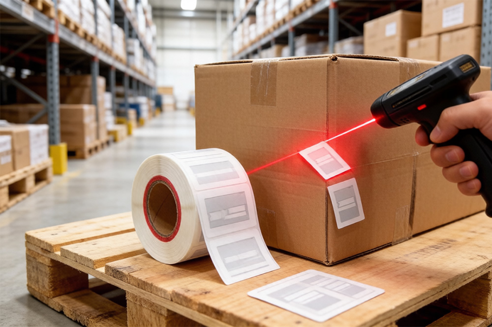Ultra High Frequency RFID Tags: Why So Many Warehouses and Businesses Use Them 1 UHF RFID tags attached to warehouse inventory