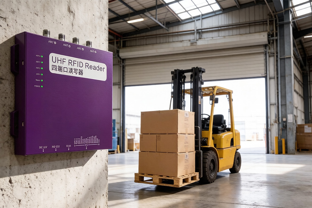Ultra High Frequency RFID Tags: Why So Many Warehouses and Businesses Use Them 2 Fixed UHF RFID reader scanning pallets at warehouse dock