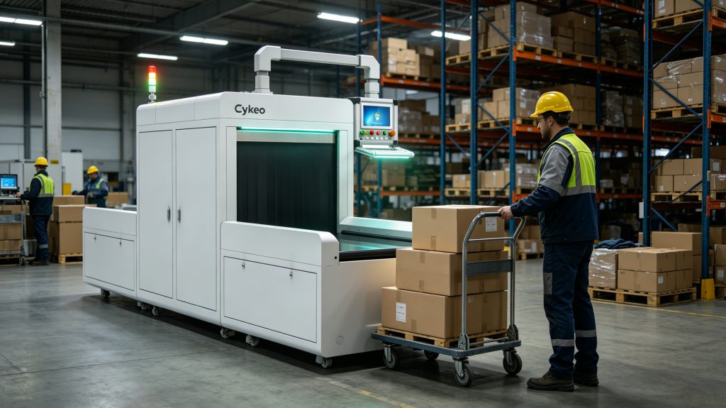 What is inventory rfid stickers and applications for asset tracking 1 Cykeo UHF RFID inventory tunnel reading tagged apparel cartons in a warehouse