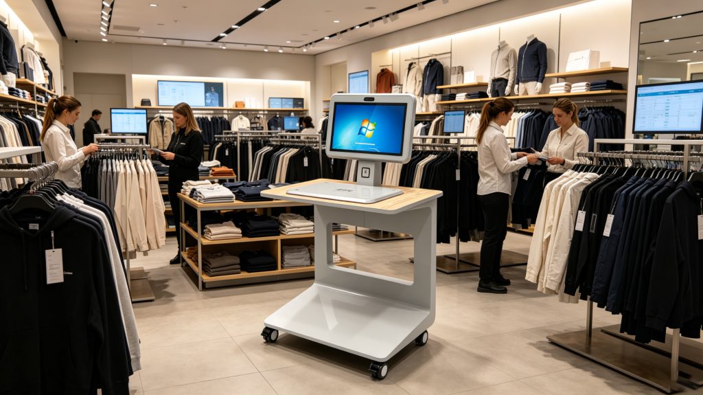 What Is Retail RFID? Advantages of Cykeo Retail RFID Systems 1 Cykeo retail RFID system managing apparel inventory inside modern retail store