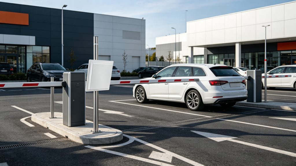 How RFID Gate Opener Sticker For Parking Management Efficiency 1 RFID gate opener sticker installed for automatic vehicle entry