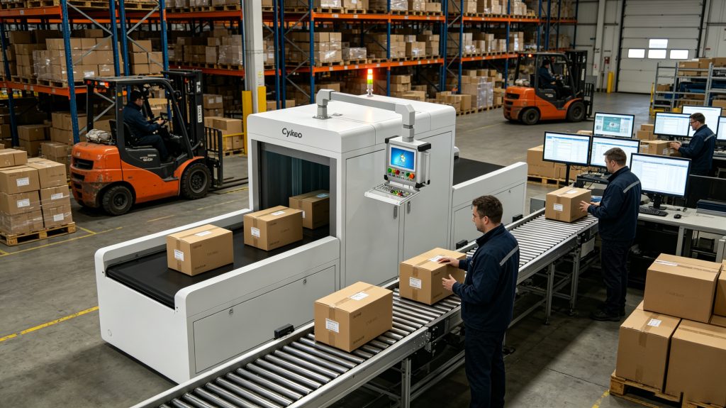 How RFID Automation Works In Manufacturing? 2 Cykeo RFID automation manufacturing system verifying tagged inventory in industrial warehouse