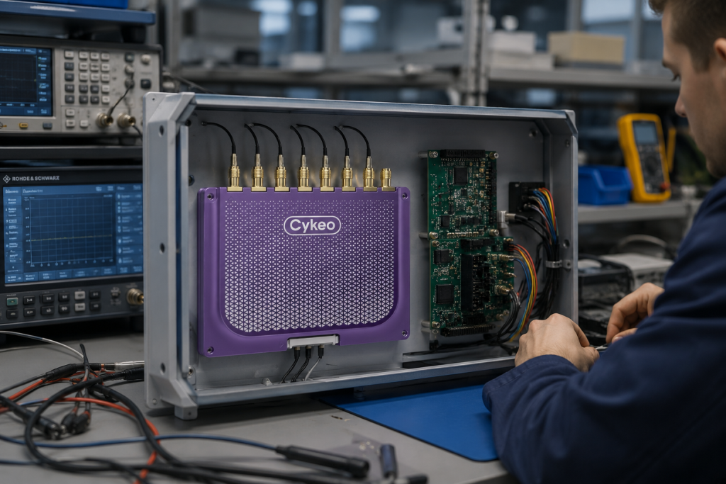Cykeo RFID tag reader module integrated into industrial equipment