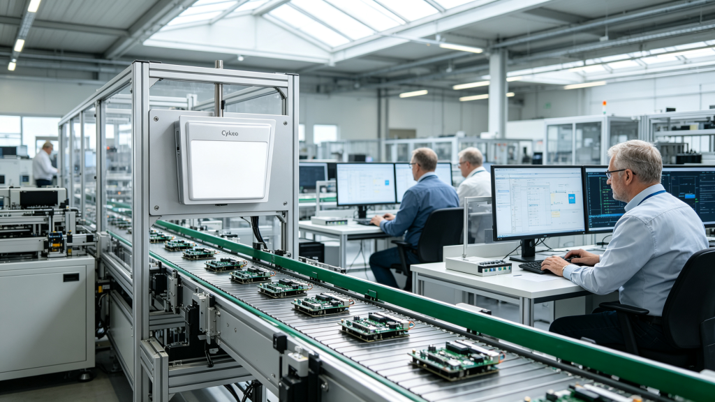 Cykeo RFID tracking manufacturing system monitoring products on an automated production line