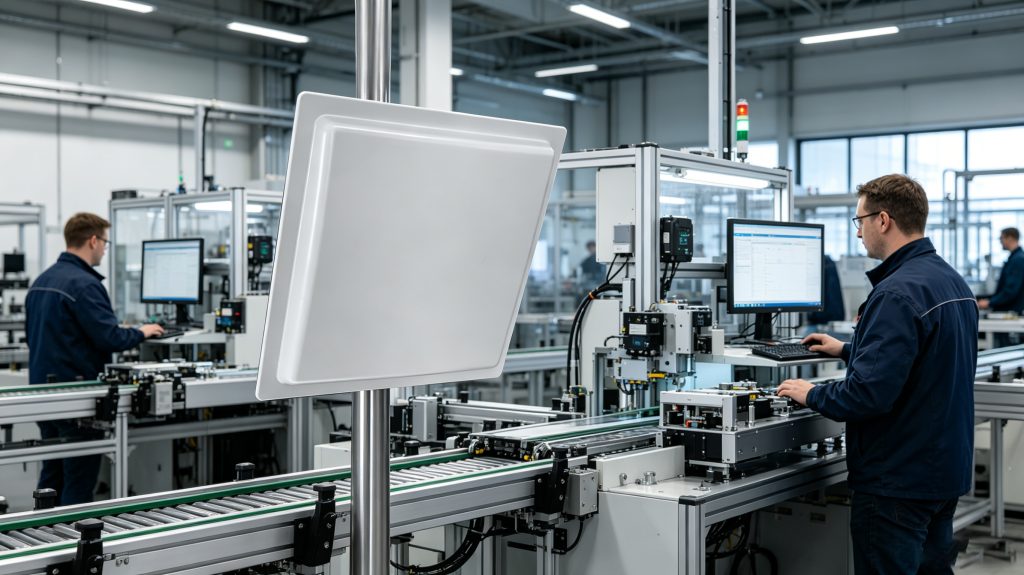 What Is RFID for Asset Tracking and Inventory Management? 2 Cykeo RFID inventory management technology deployed in a smart factory environment.