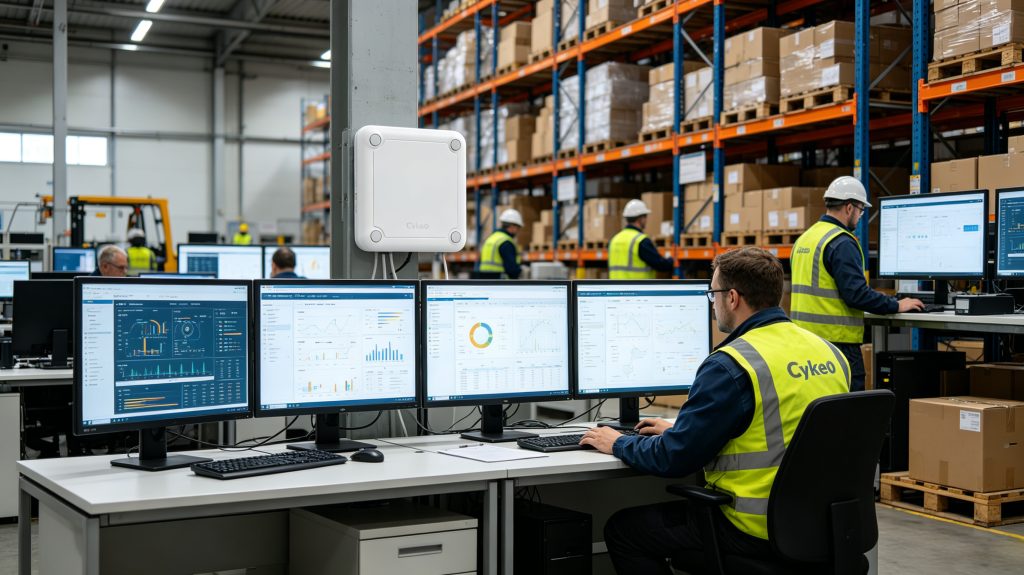 Warehouse management dashboard displaying RFID stock management system data