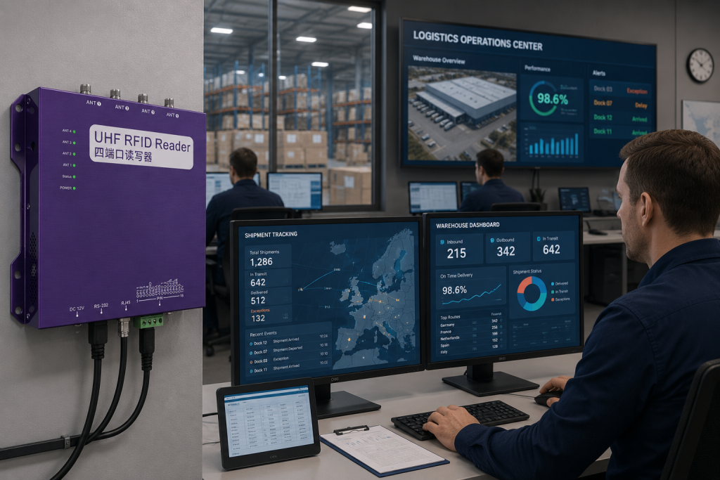RFID Shipment Tracking: How Real-Time RFID Delivers End-to-End Shipment Visibility 2 Warehouse dashboard displaying RFID shipment tracking data with Cykeo RFID infrastructure