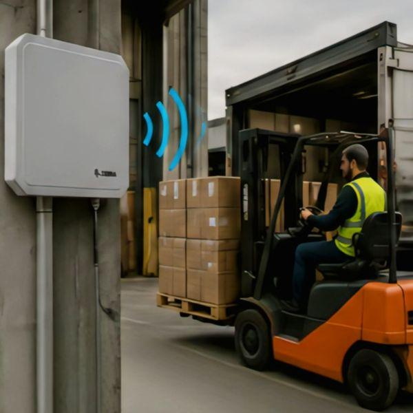 RFID UHF Reader: Industrial-Grade Long Range Identification System | Cykeo 1 Fixed RFID UHF reader installed above warehouse dock door scanning pallet tags