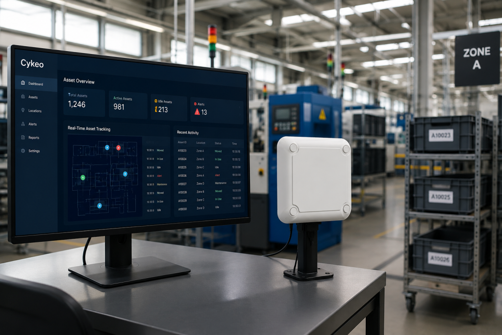 What is Asset Tracking RFID Software? 2 Cykeo RFID software tracking inventory assets and industrial equipment inside an enterprise facility