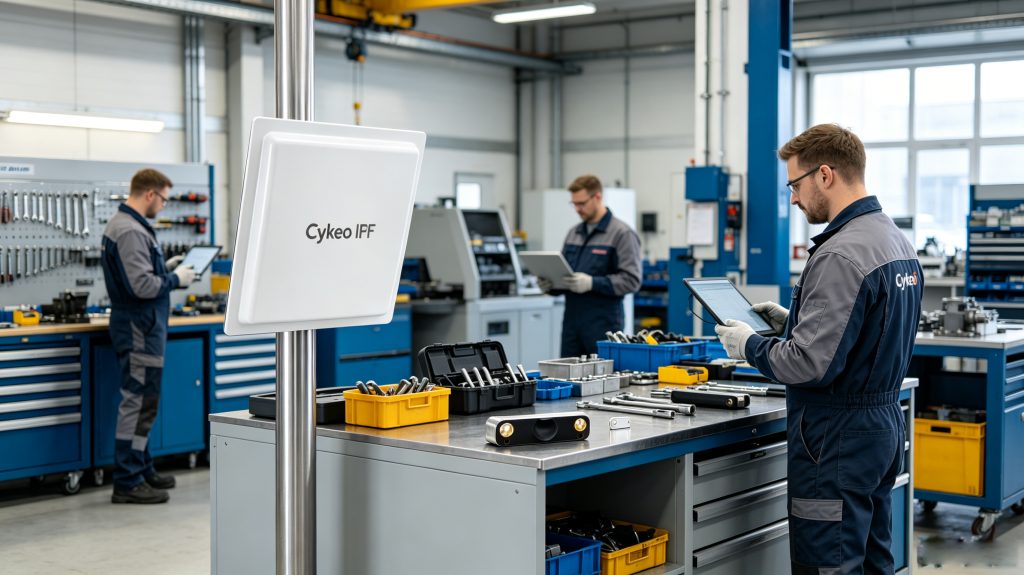 What Are Equipment Tags Metal? 2 Technicians using equipment tags metal for maintenance inventory control