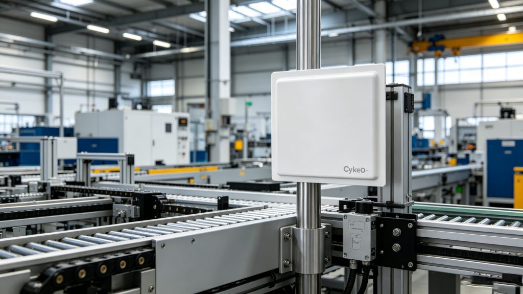 How Do Tags RFID Work? 2 RFID tags tracking industrial equipment and assets inside manufacturing facility