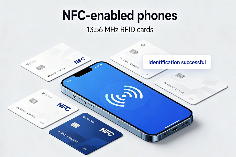How to Check RFID Card Frequency 3 Smartphone scanning an RFID card with NFC enabled
