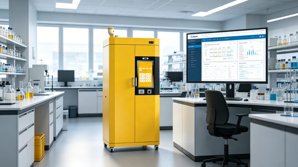 What is Lab Logistics Tracking? 2 Laboratory logistics tracking dashboard displaying chemical inventory and RFID asset status