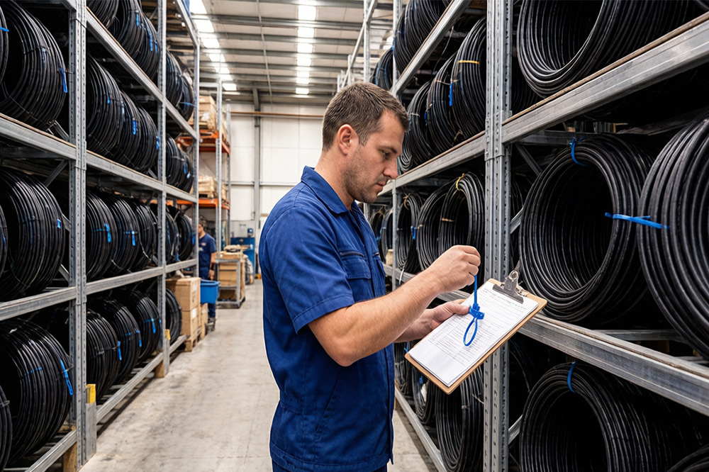 RFID Cable Tags: The Small Tag That Solves a Surprisingly Expensive Problem 1 Warehouse worker searching through large quantities of cables