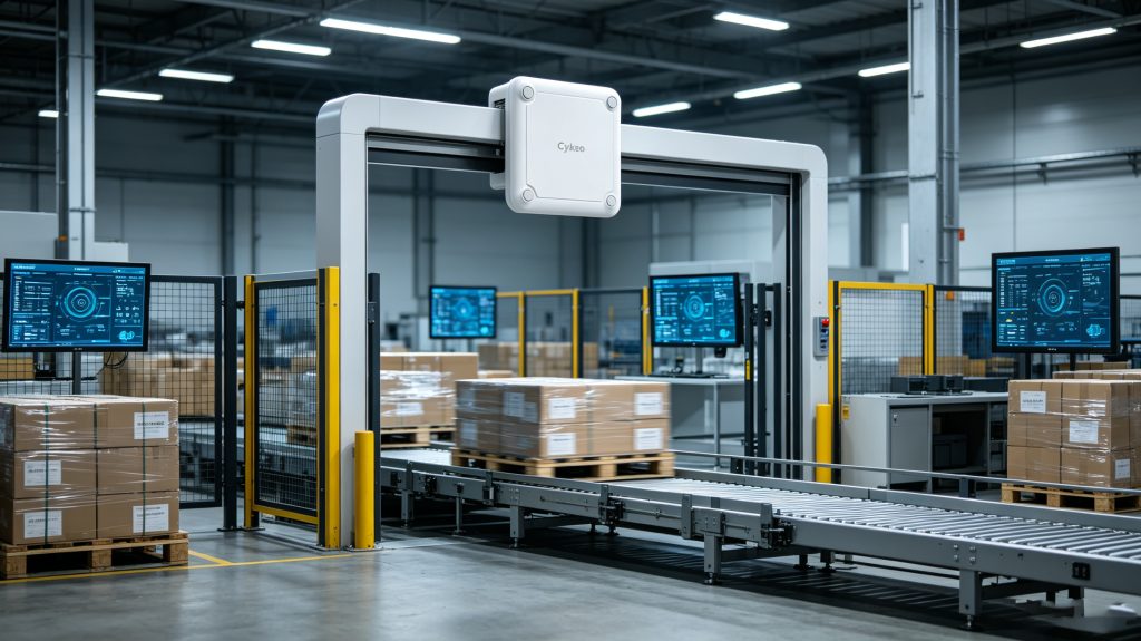long range reader – Industrial UHF RFID High-Performance System 1 Cykeo long range reader installed in industrial warehouse RFID system