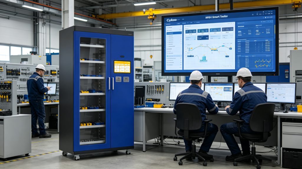 RFID Real Time Tracking: How Smart RFID Tool Cabinets Deliver Complete Tool Visibility 2 Industrial dashboard displaying RFID real time tracking data from Cykeo smart cabinet
