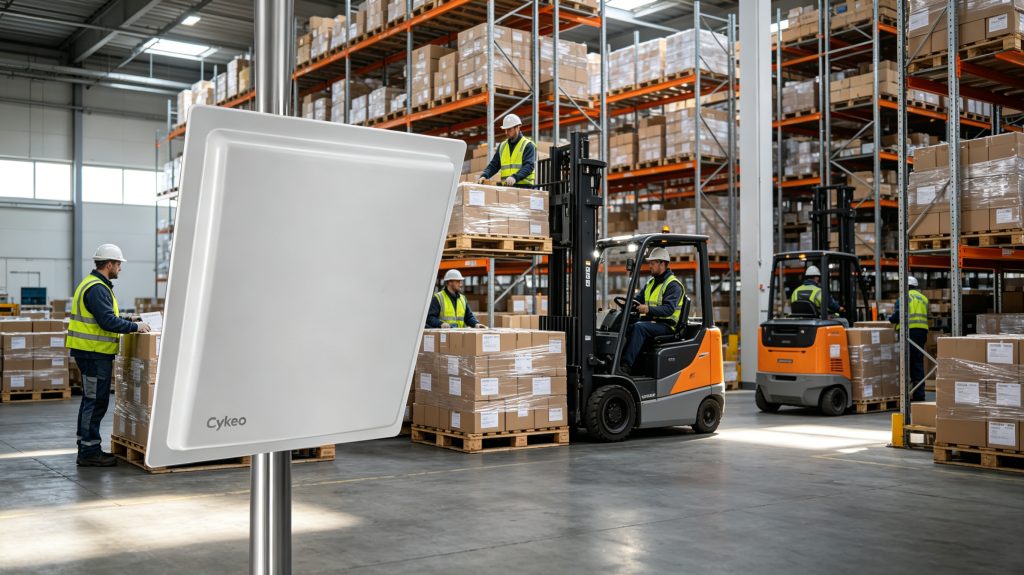 What Is RFID for Asset Tracking and Inventory Management? 1 Cykeo RFID asset tracking system monitoring inventory movement inside a European distribution center.