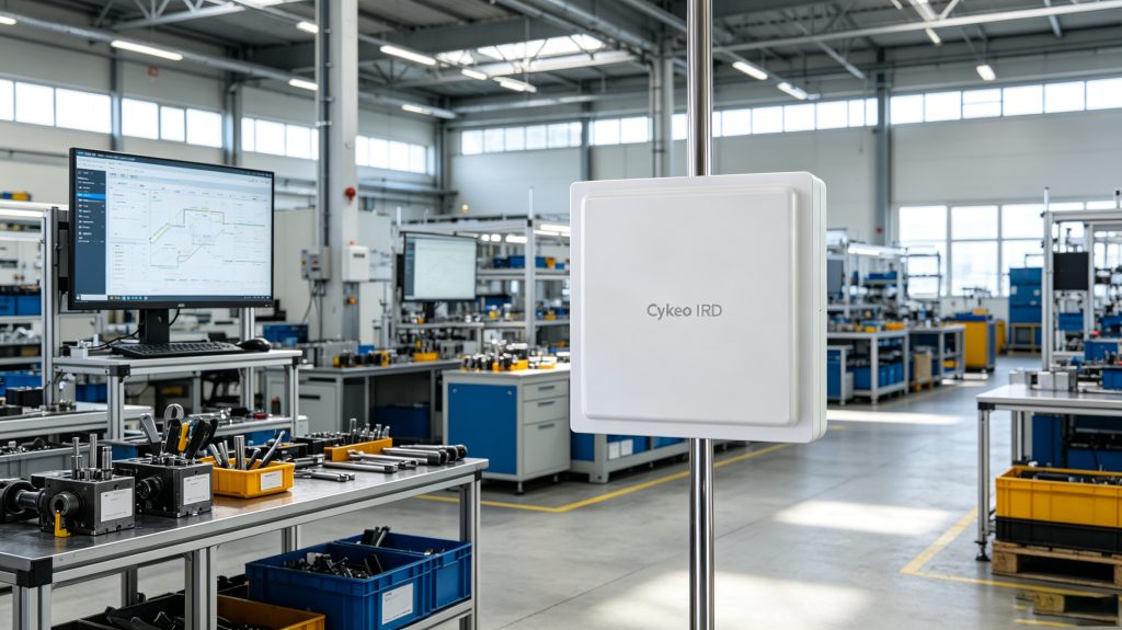 Manufacturing facility using embedded RFID tags for equipment tracking