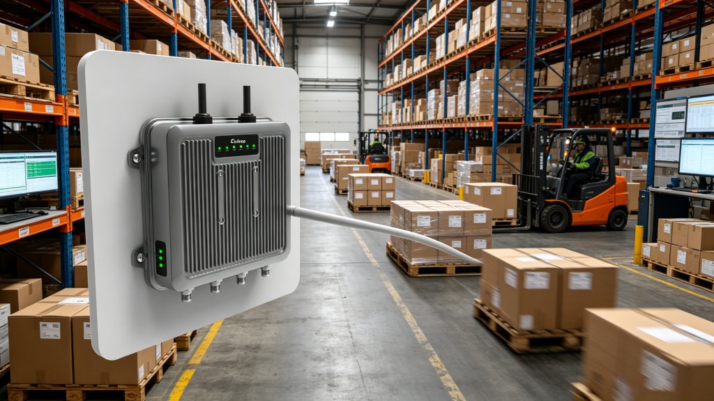 How RFID Tag Transponders Work? 1 RFID tag transponder attached to warehouse inventory being identified automatically by Cykeo RFID system