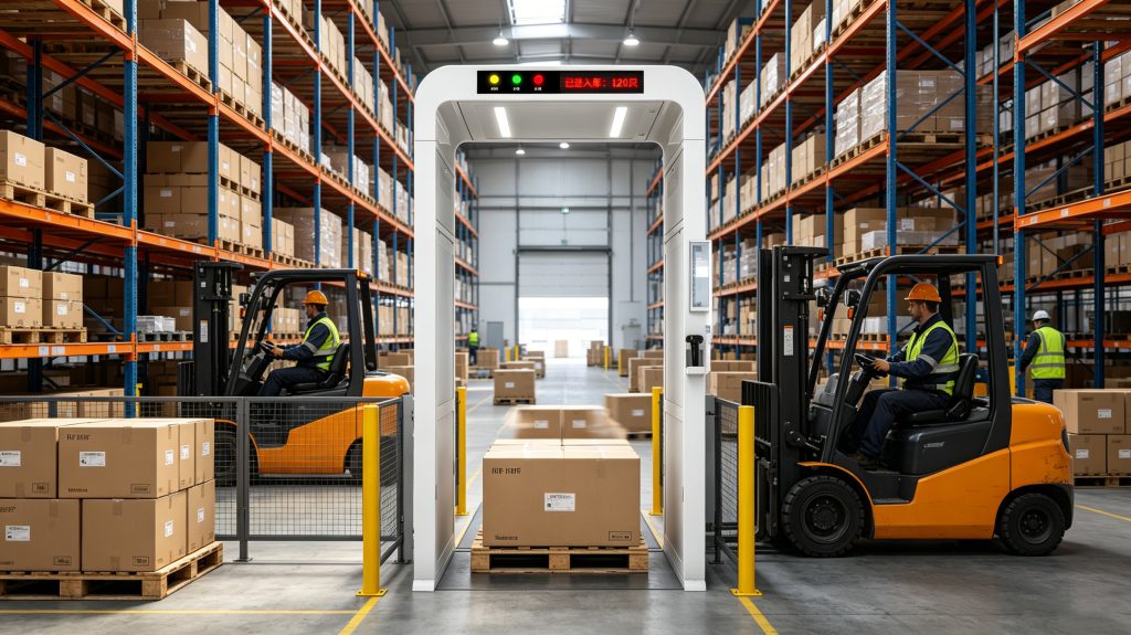 What does rfid tagged mean and applications 1 RFID tagged cartons moving through an automated warehouse portal