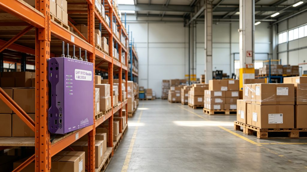 What Is RFID Transceiver ? How It Communication Works 1 RFID transceiver system monitoring tagged pallets inside a modern warehouse