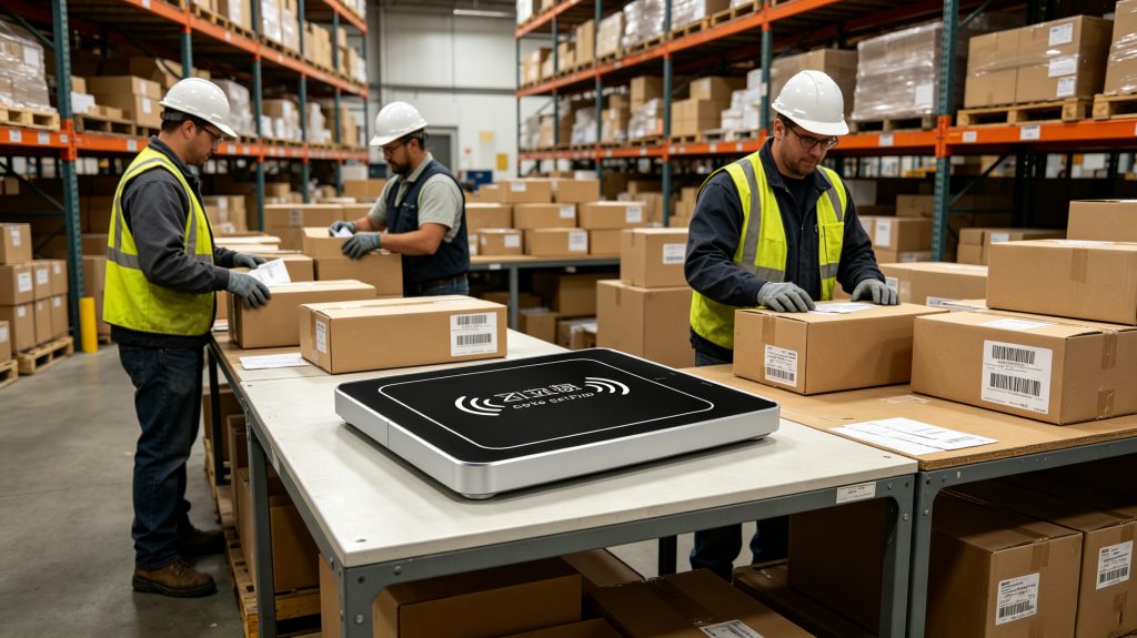 What Is RFID Read Writer? 1 RFID read writer encoding UHF RFID tags at a warehouse workstation