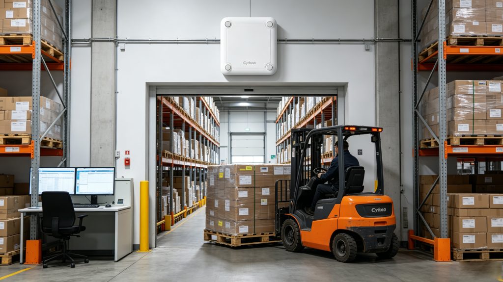 RFID stock management system using Cykeo RFID reader to identify warehouse inventory