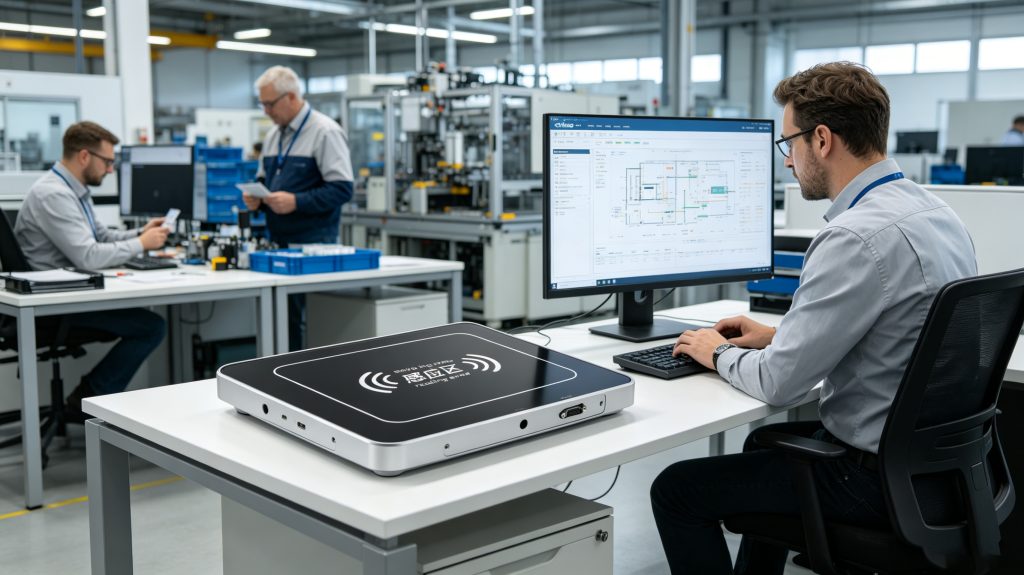 What Is RFID Writer Reader? 2 Cykeo RFID writer reader registering RFID tags for industrial production tracking