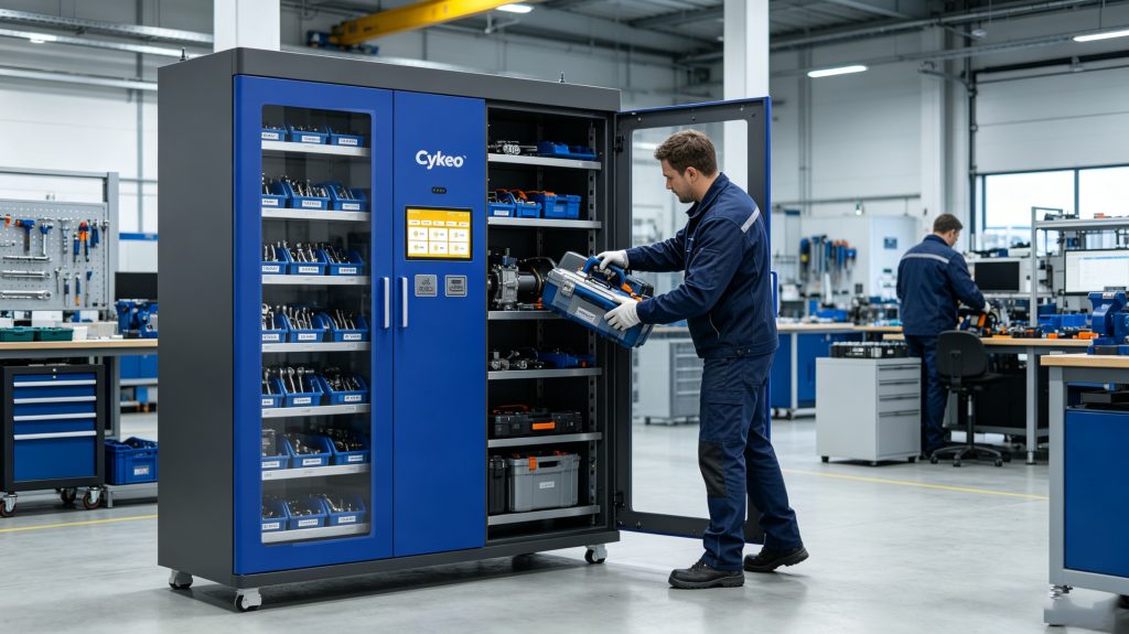 RFID Real Time Tracking: How Smart RFID Tool Cabinets Deliver Complete Tool Visibility 1 RFID real time tracking cabinet managing industrial maintenance tools