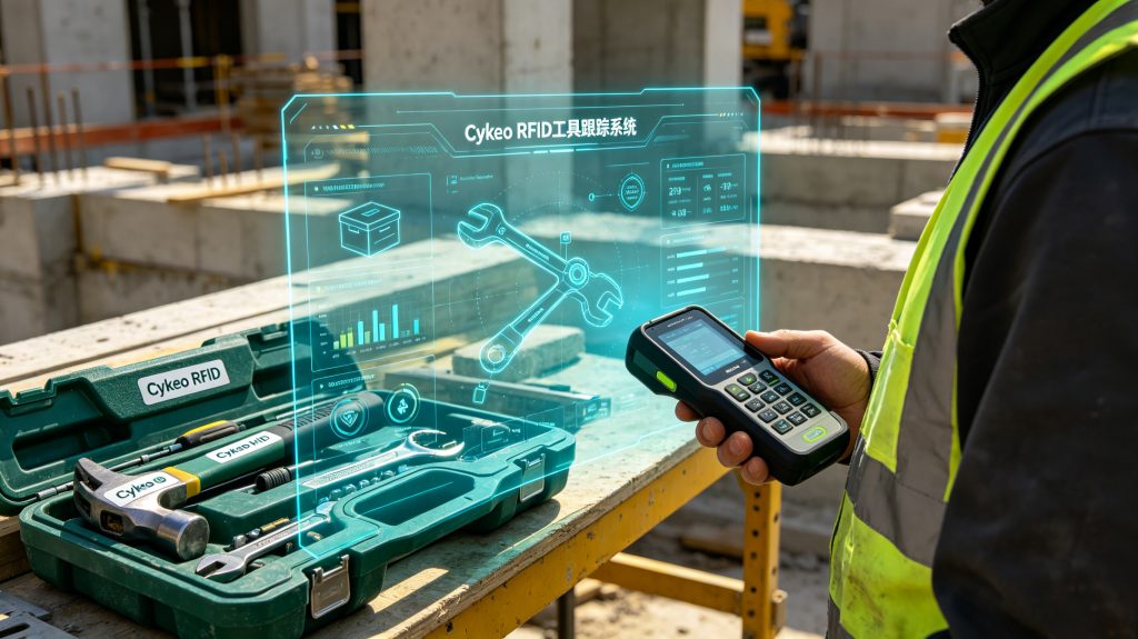 RFID system tracking construction tools and industrial equipment on site