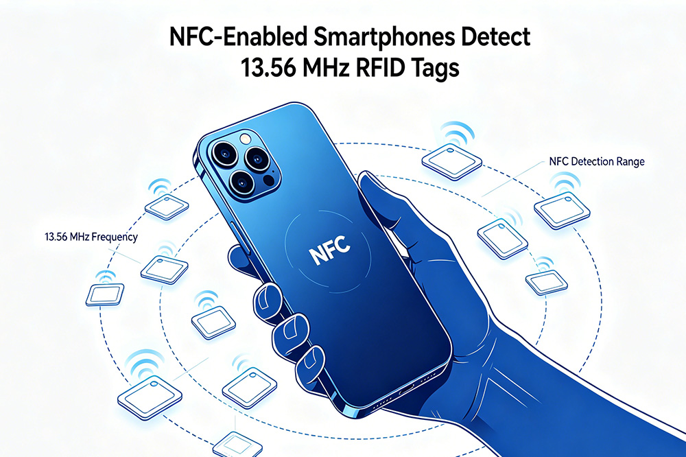 NFC-enabled smartphones can detect many 13.56 MHz RFID tags
