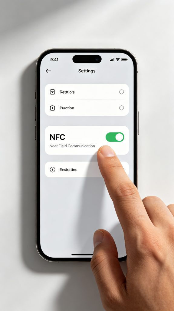 How to Check If NFC Is Working on Your Phone 1 Smartphone settings screen showing NFC option enabled