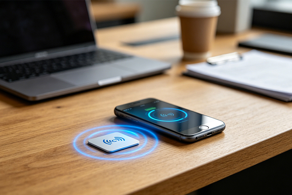 How to Check If NFC Is Working on Your Phone 2 Smartphone scanning NFC tag on desk