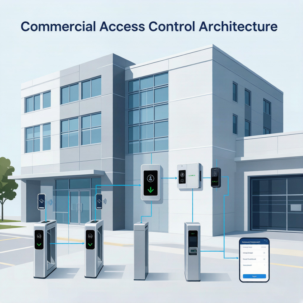 Commercial Door Entry Systems: What Actually Matters When Choosing a Secure Access Solution 1 Commercial access control combines hardware, software, and credentials into one platform