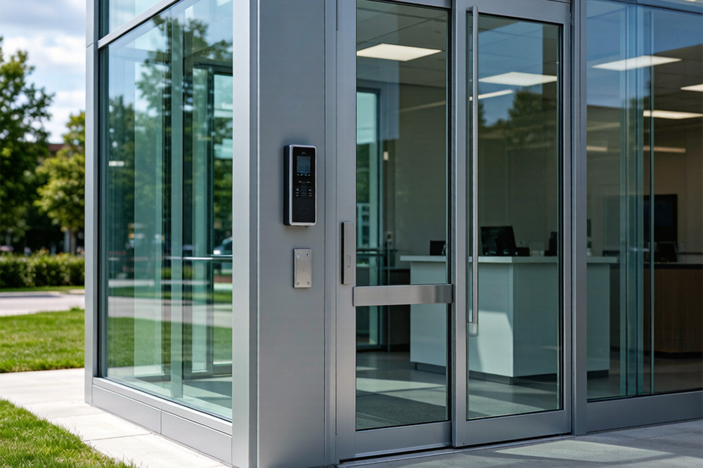 Commercial Door Entry Systems: What Actually Matters When Choosing a Secure Access Solution 3 Glass entrance doors often require specialized access control hardware and installation methods.