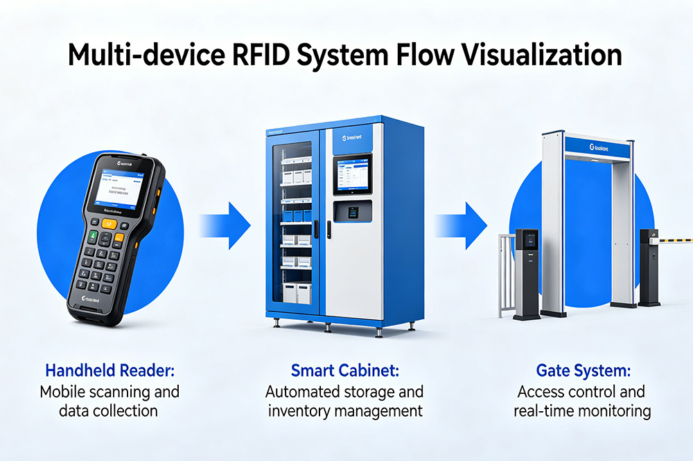 RFID Hardware Layer in Tool Tracking Systems: Real Industrial Deployment Insights for Metal-Rich Environments 2 Different RFID hardware components work together to cover different industrial scenarios.