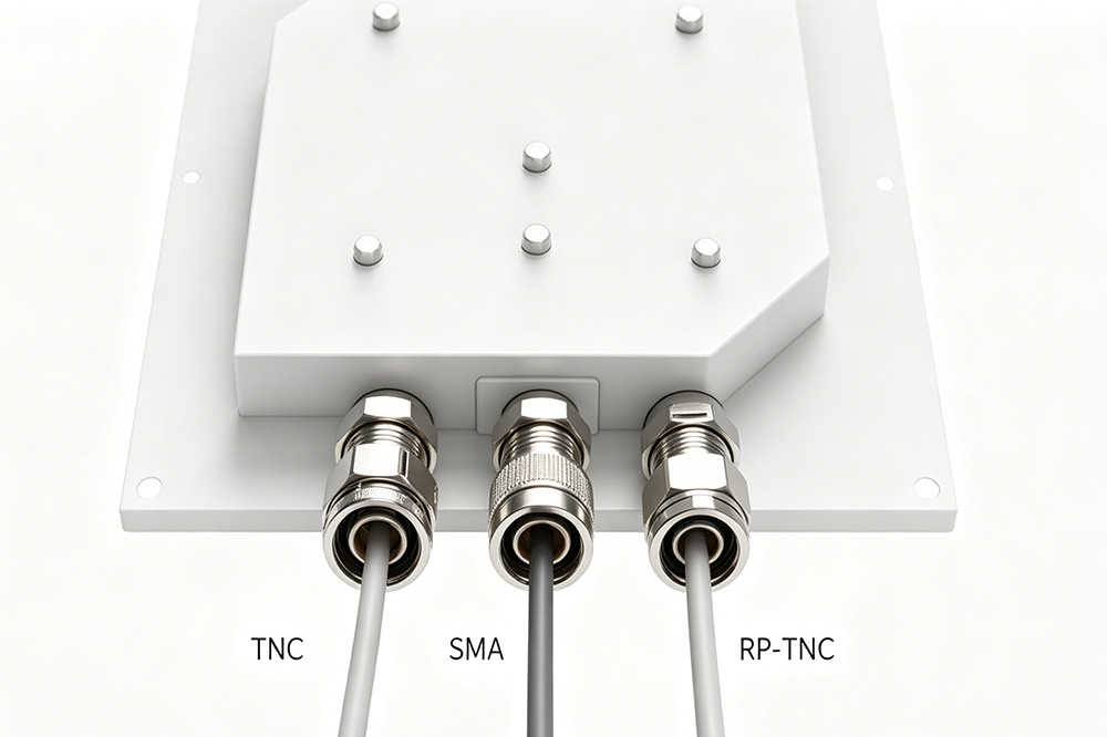 RFID Antenna Compatibility Guide: Reader Compatibility, Connector Types, and Cable Loss Explained 2 Comparison of RFID antenna connector types TNC SMA and RP-TNC