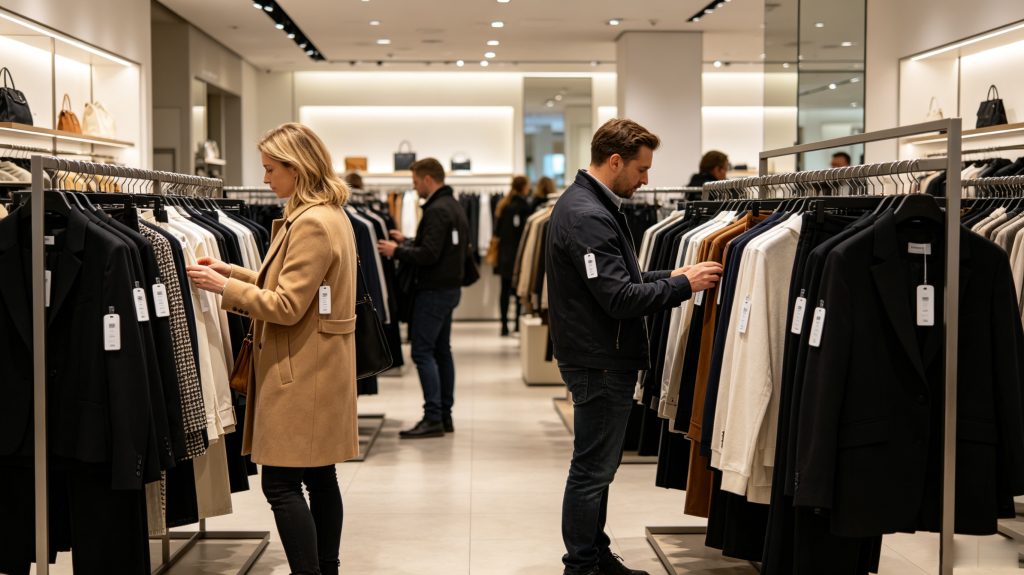 What is rf security tags? 1 rf security tags attached to clothing in retail store