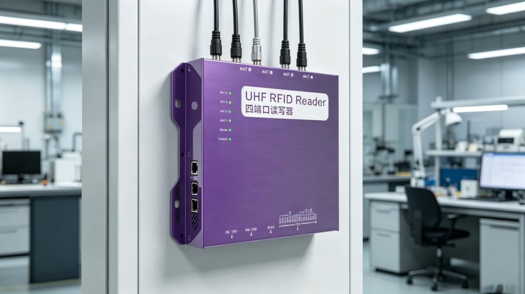 reader/writer High-Performance UHF RFID System for Industrial Automation 2 reader/writer RFID industrial device close-up