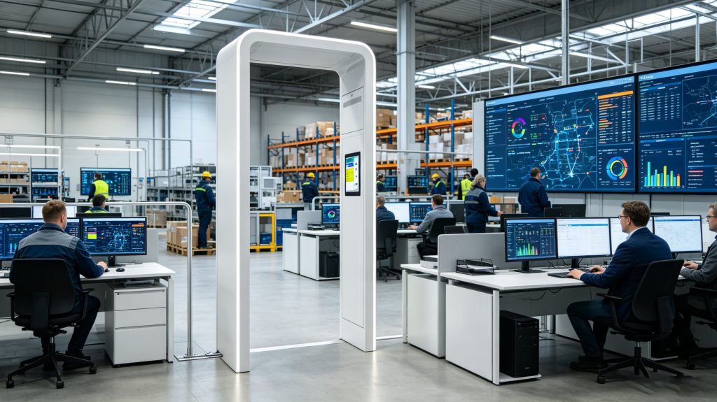 How To Achieve Warehouse Employee Tracking? 2 Warehouse manager monitoring employee location data through RFID tracking software