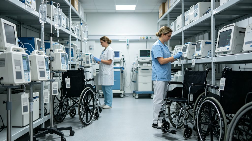 Why RFID Tags Can Improve Efficiency Asset Managment In Hospitals? 1 RFID tagged infusion pumps and medical devices tracked inside a modern hospital environment