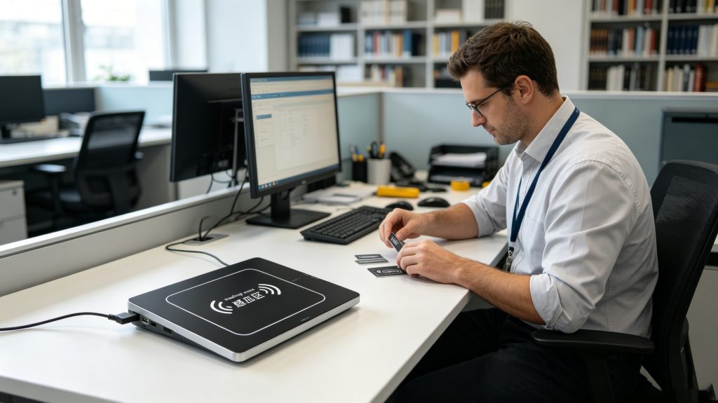Desktop RFID writer and reader used for tag registration and encoding