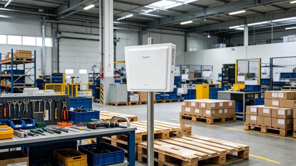 What is Asset RFID Tracking? 2 Cykeo RFID equipment monitoring tagged assets moving through a warehouse control point