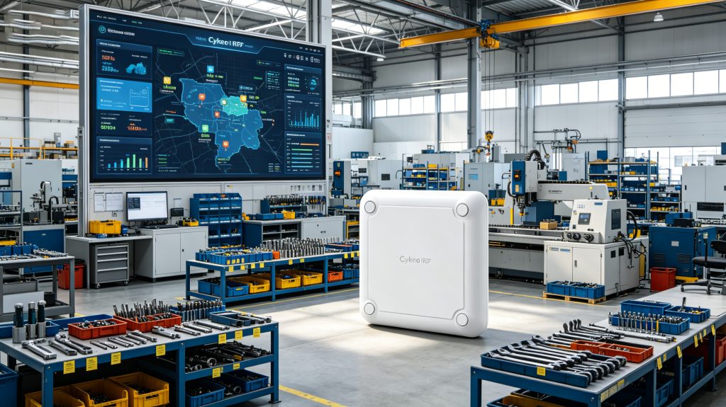 What is Asset Tracking RFID Software? 1 Cykeo RFID software platform monitoring industrial tools and assets inside a manufacturing facility